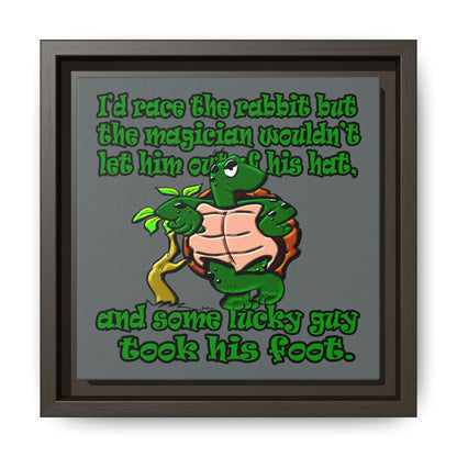 turtle race - framed canvas art (dark grey)