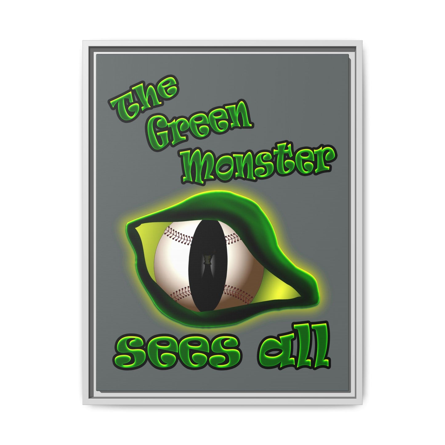 green monster - framed canvas art (dark grey)