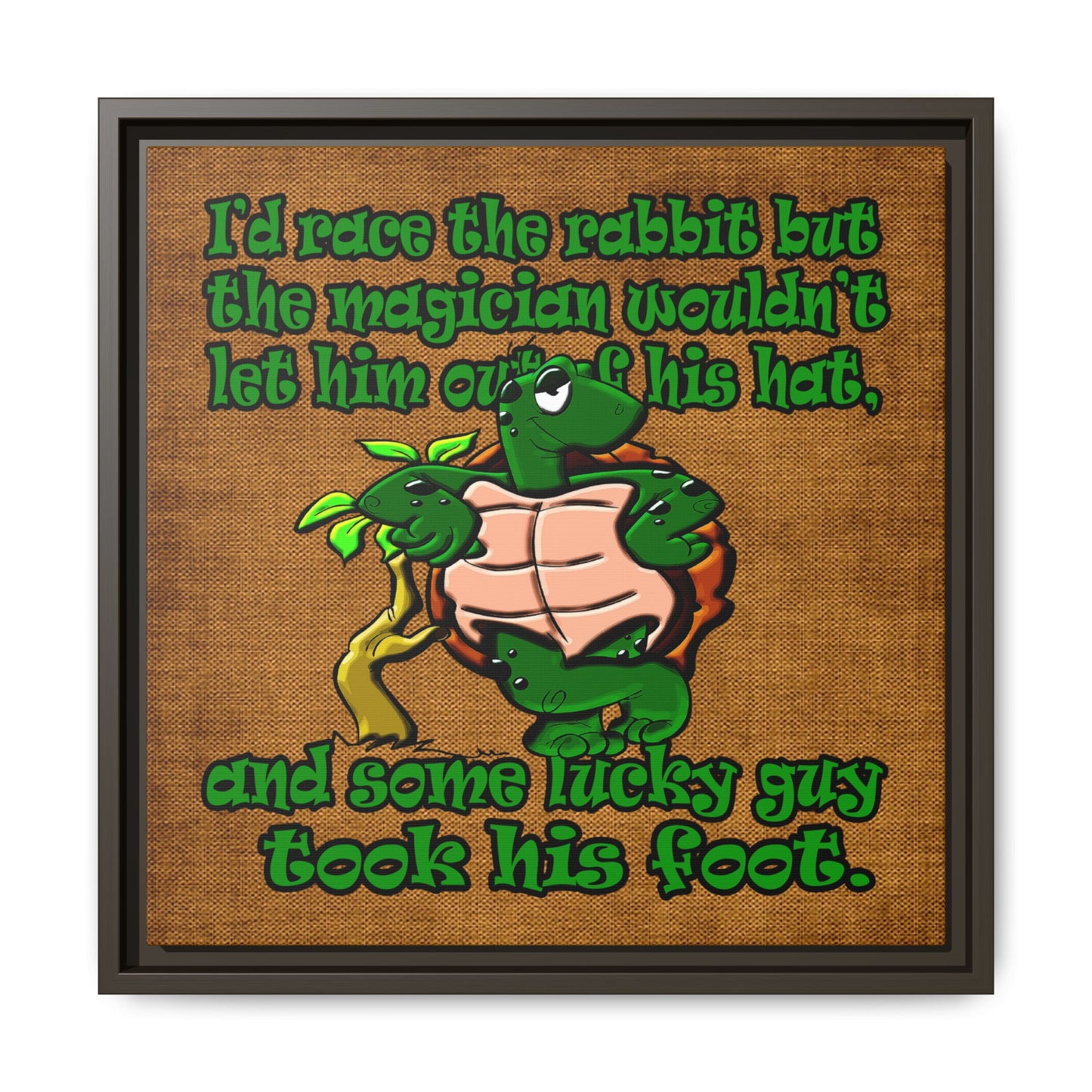 turtle race - framed canvas art (brown papyrus)