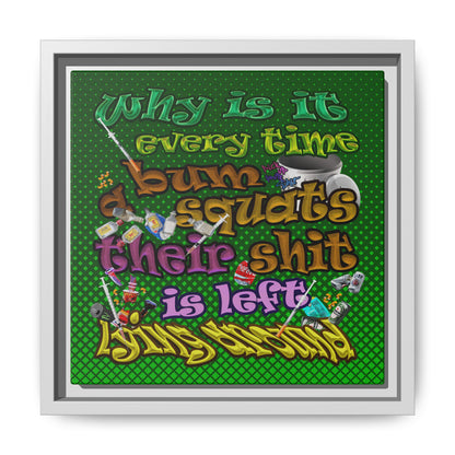 the bum's shit - framed canvas art (logo green)