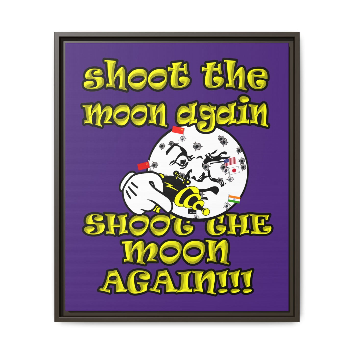 shoot the moon again - framed canvas art (purple)