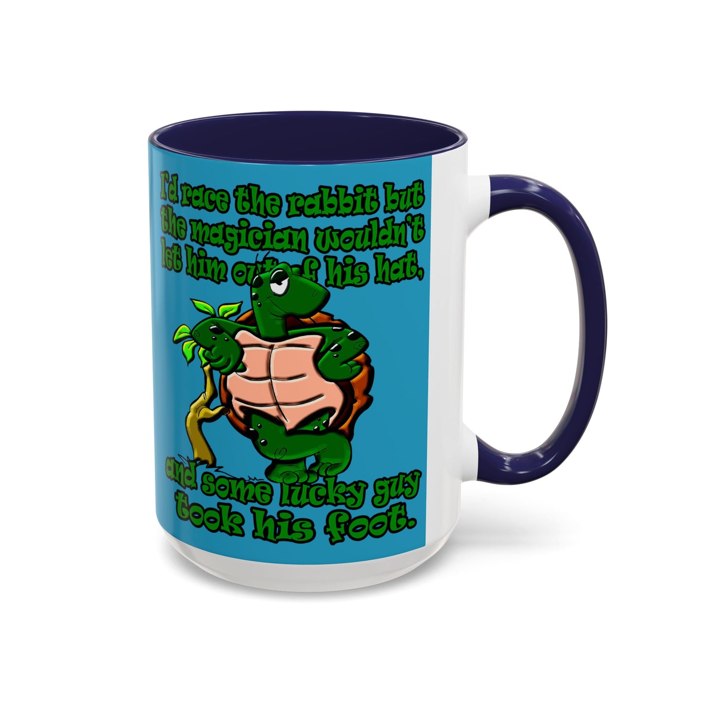 turtle race - Accent Mug (turquoise)