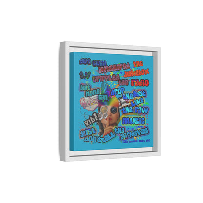 drop the beat - framed canvas art (turquoise)