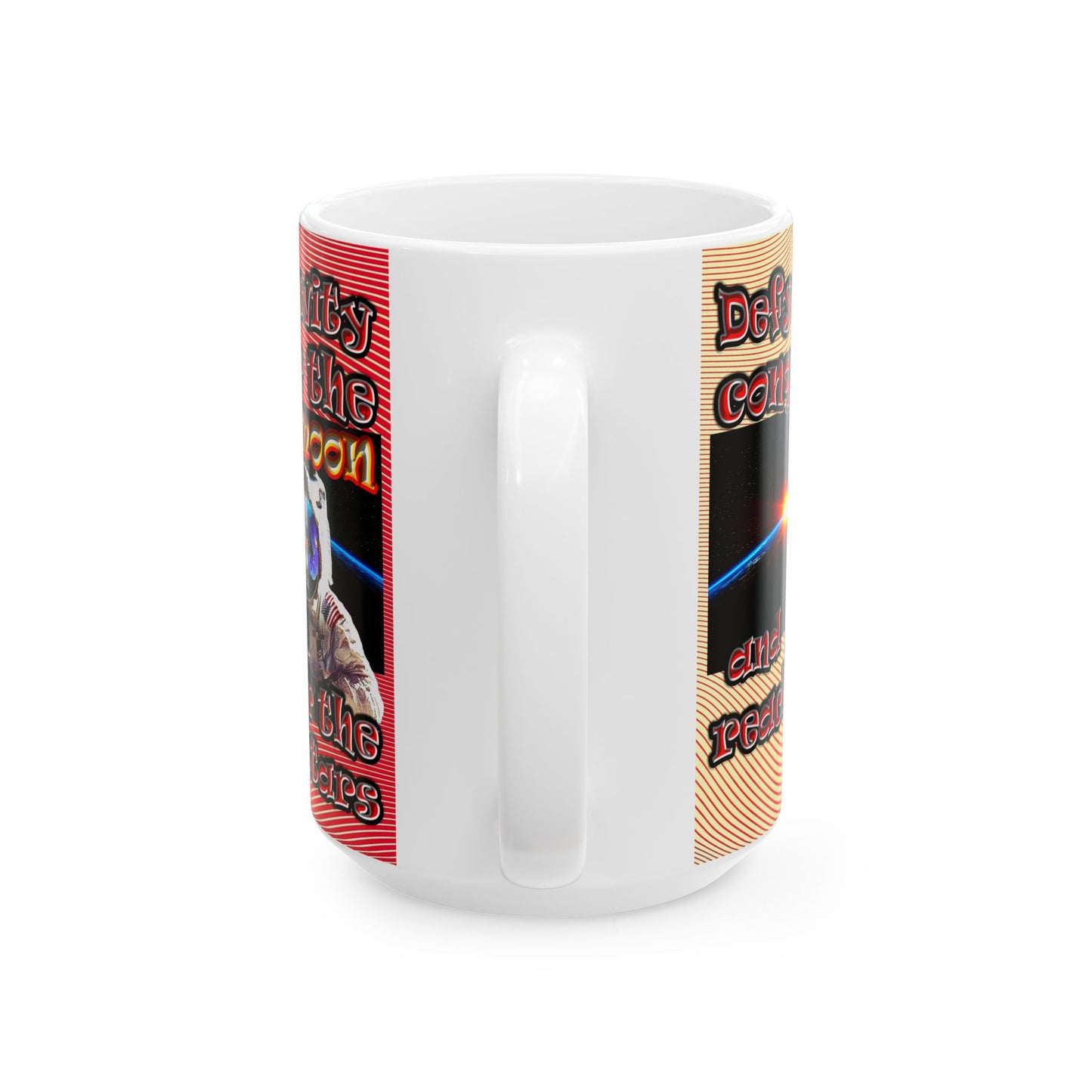 defy conquer reach - White Mug (yellow-orange wave)