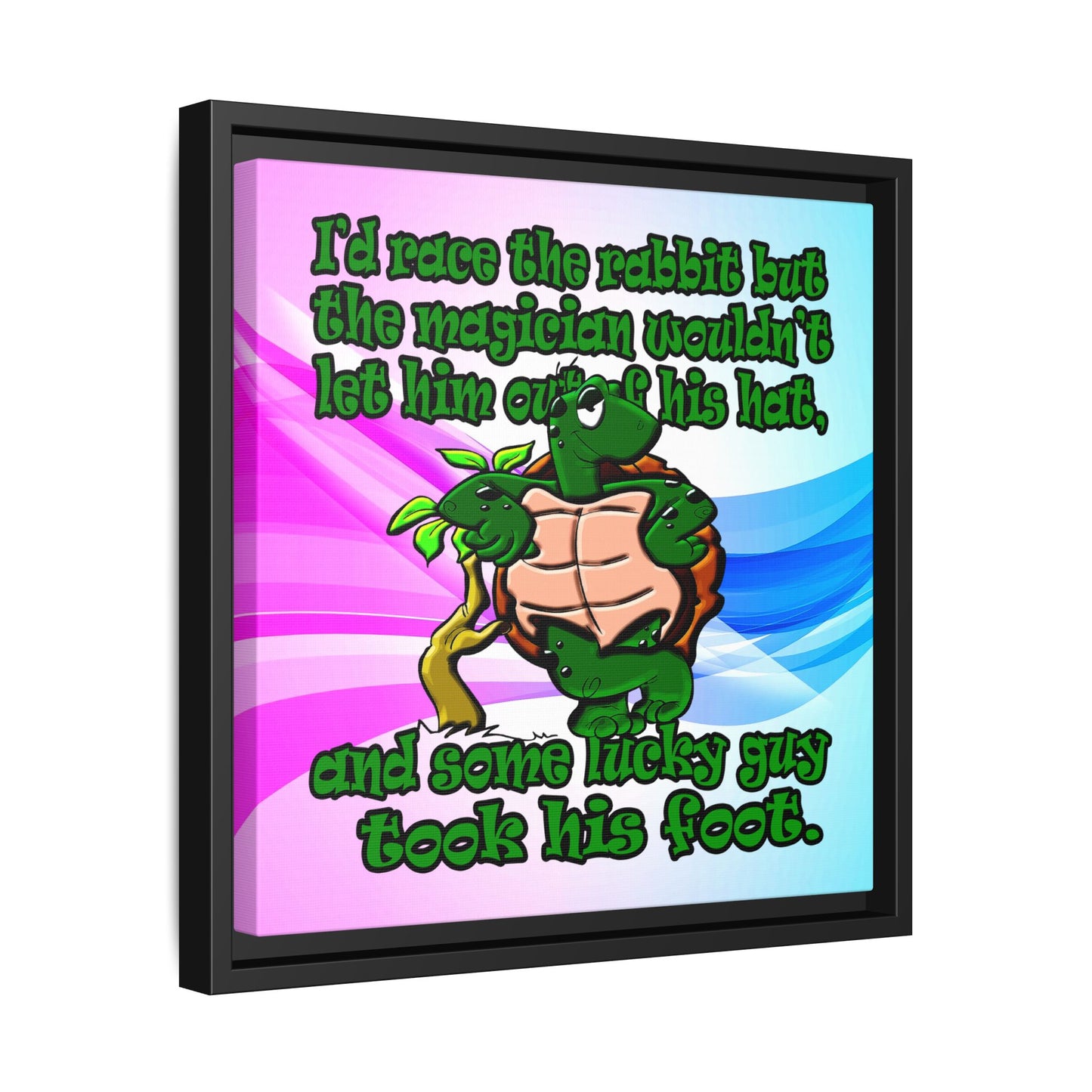 turtle race - framed canvas art (light blue-pink wave)