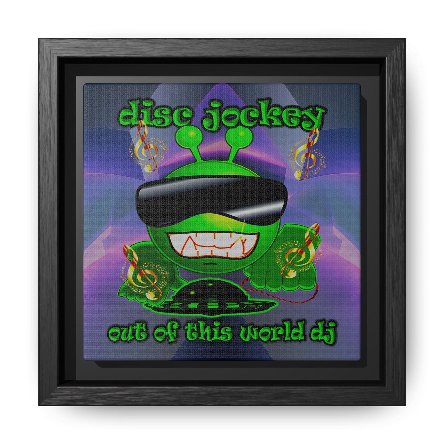 disc jockey - framed canvas art (grey-pink wave)