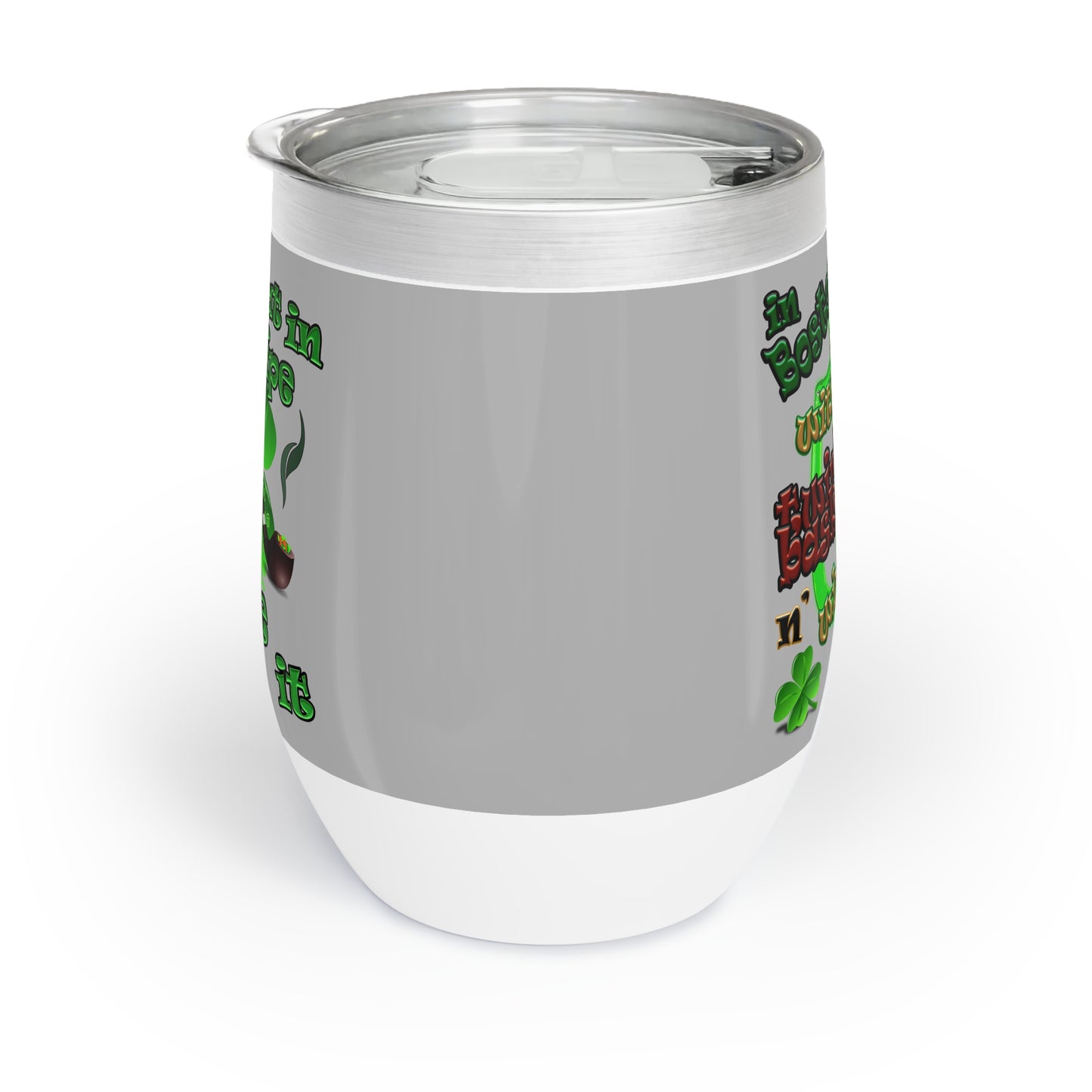 celtics logo - Chill Wine Tumbler (light grey)