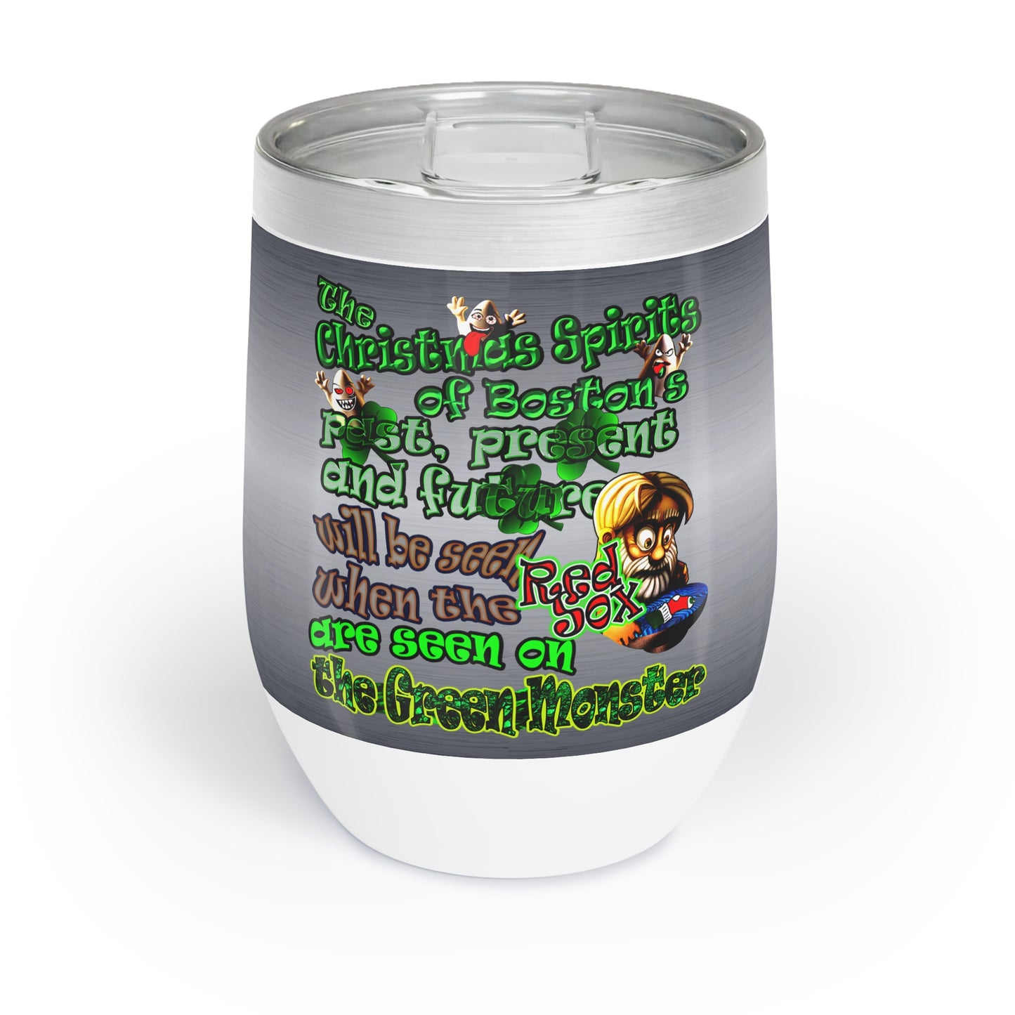 christmas spirits of boston - Chill Wine Tumbler (brushed nickel)