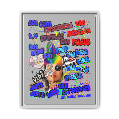 drop the beat - framed canvas art (light grey)