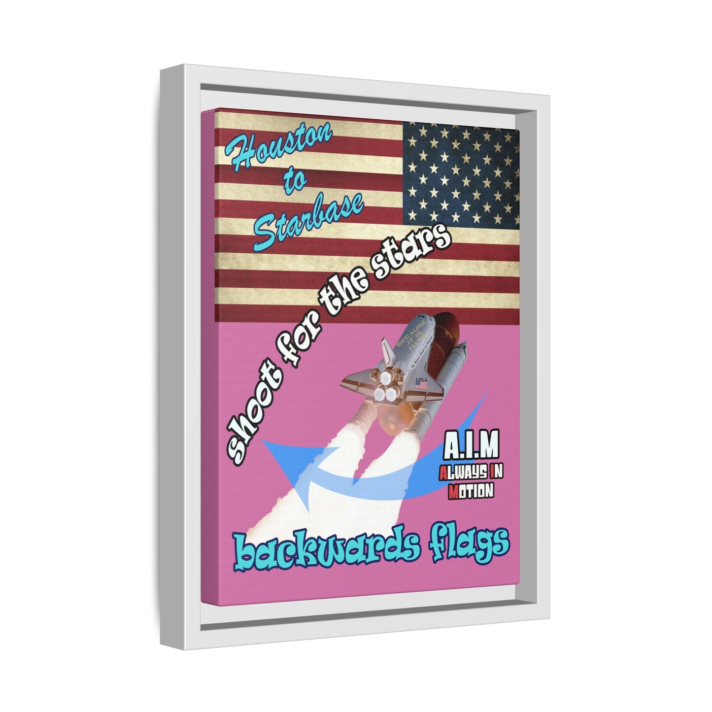shoot for the stars - framed canvas art (light pink)