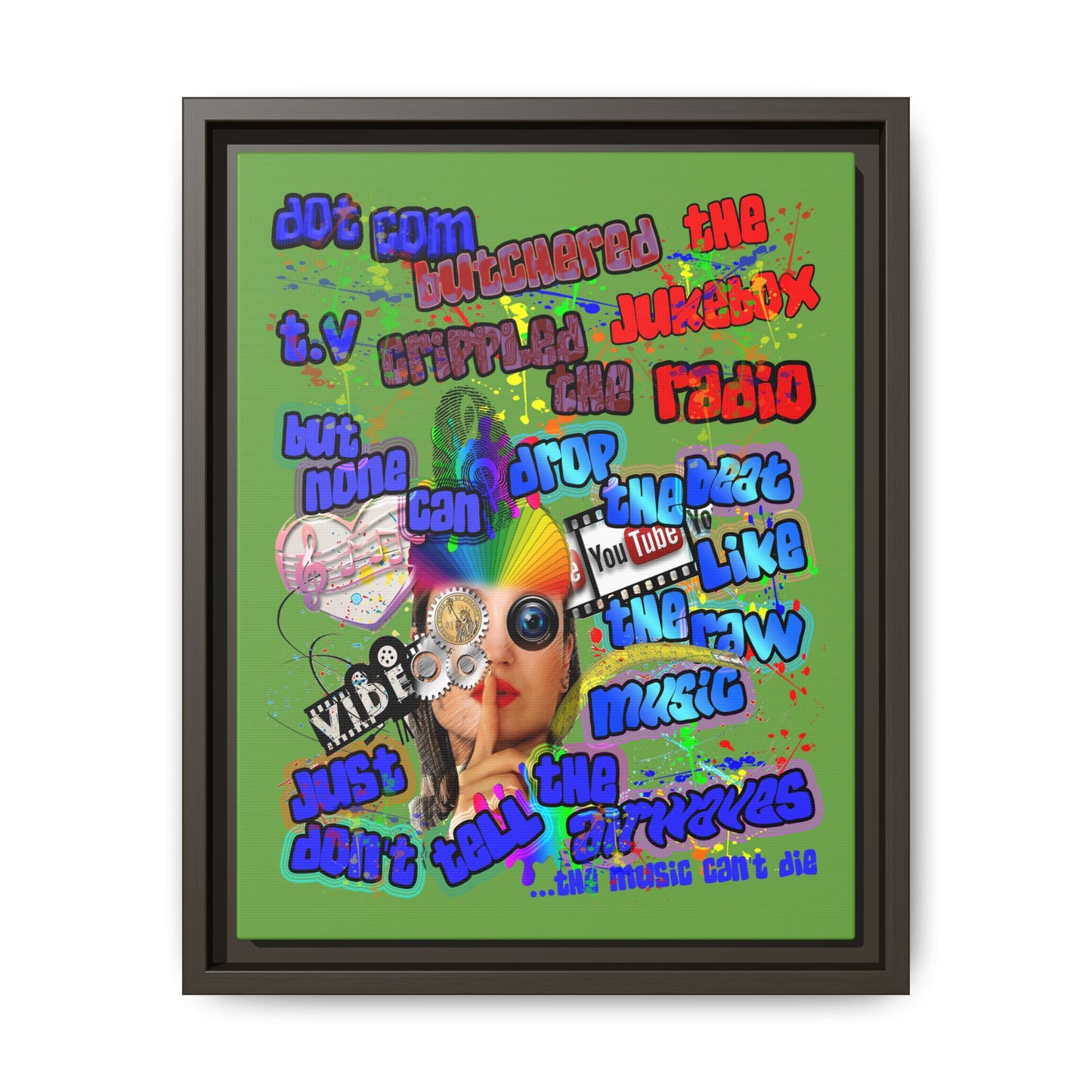 drop the beat - framed canvas art (green)