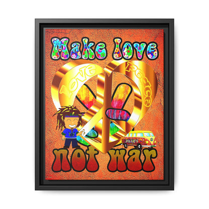 love peace - framed canvas art (burnt orange)