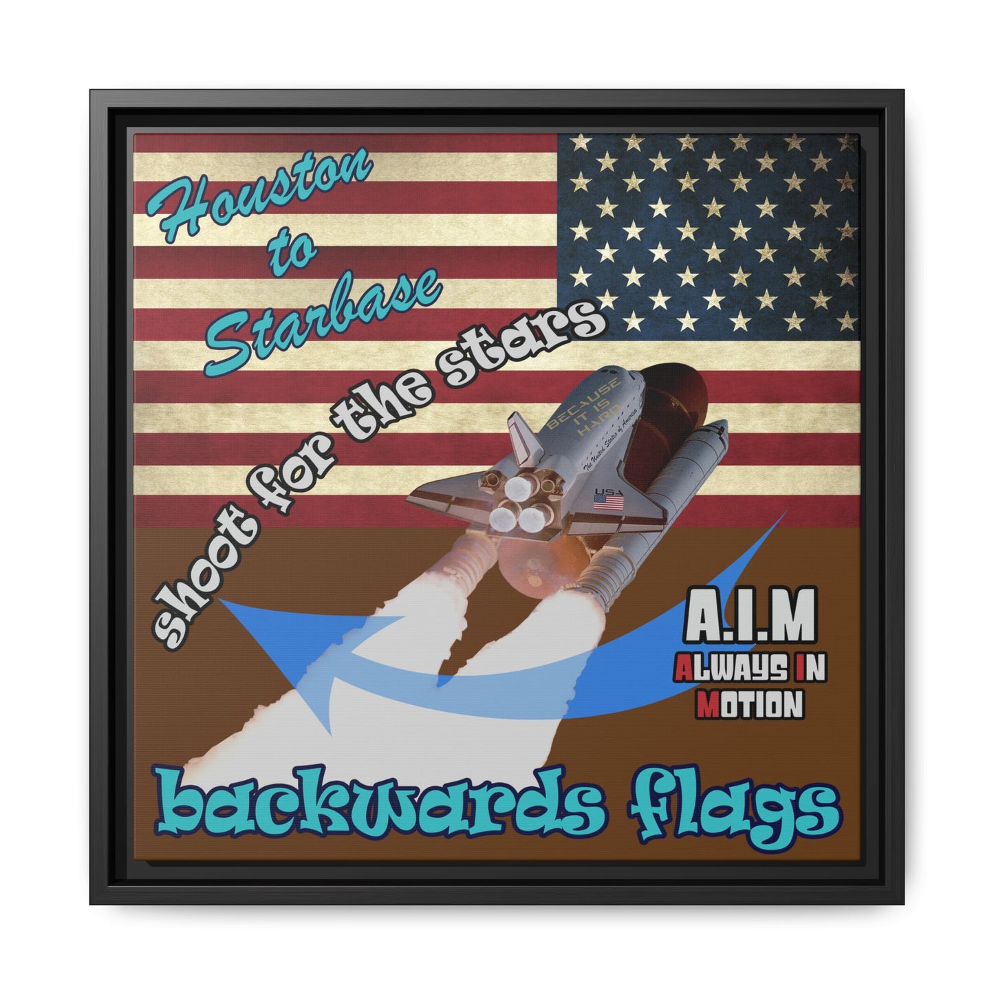 shoot for the stars - framed canvas art (brown)