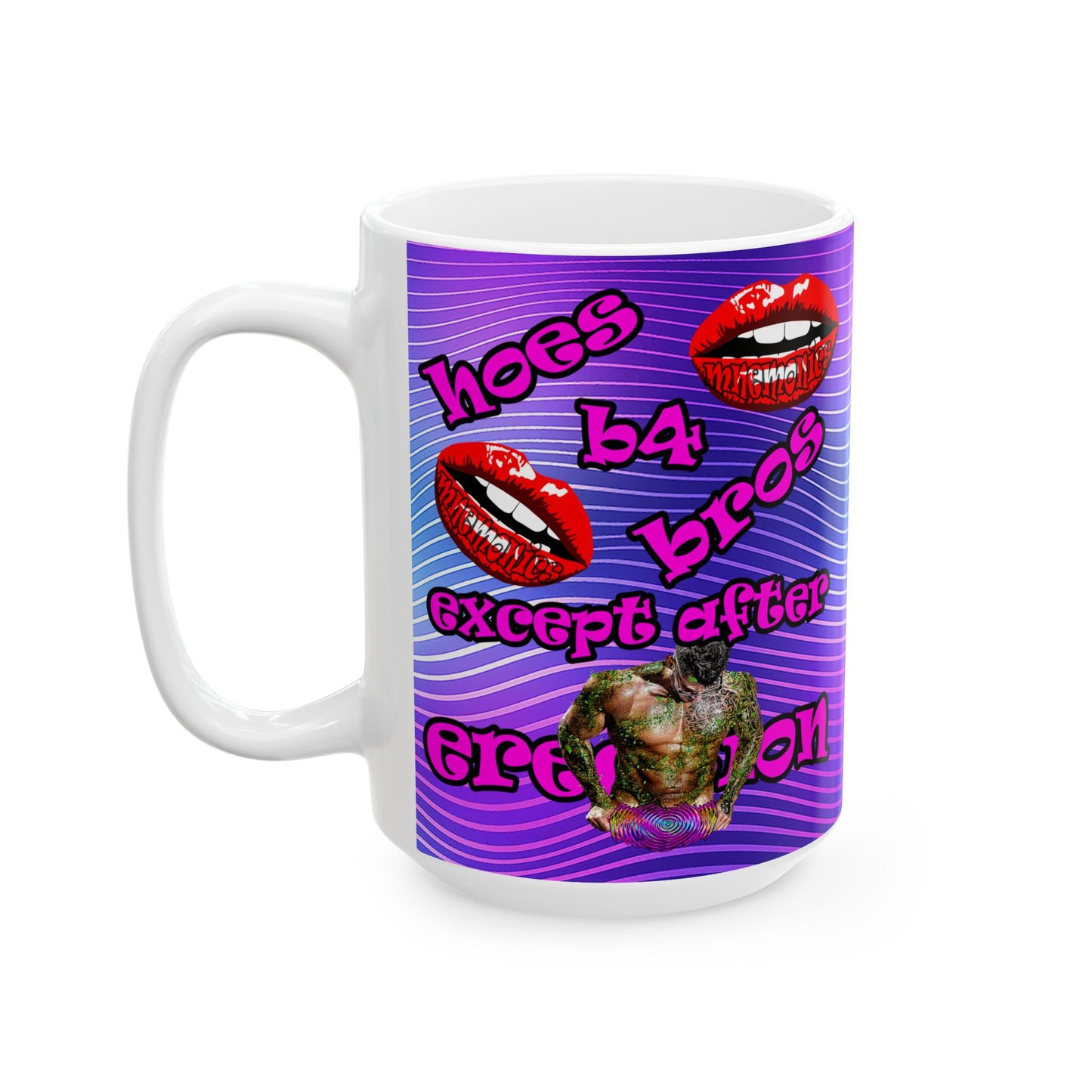 hoes b4 bros - White Mug (purple wave)