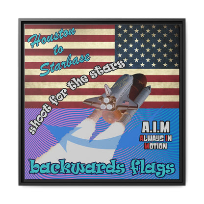 shoot for the stars - framed canvas art (light blue-purple wave)