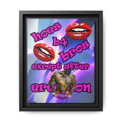 hoes b4 bros - framed canvas art (grey-pink wave)