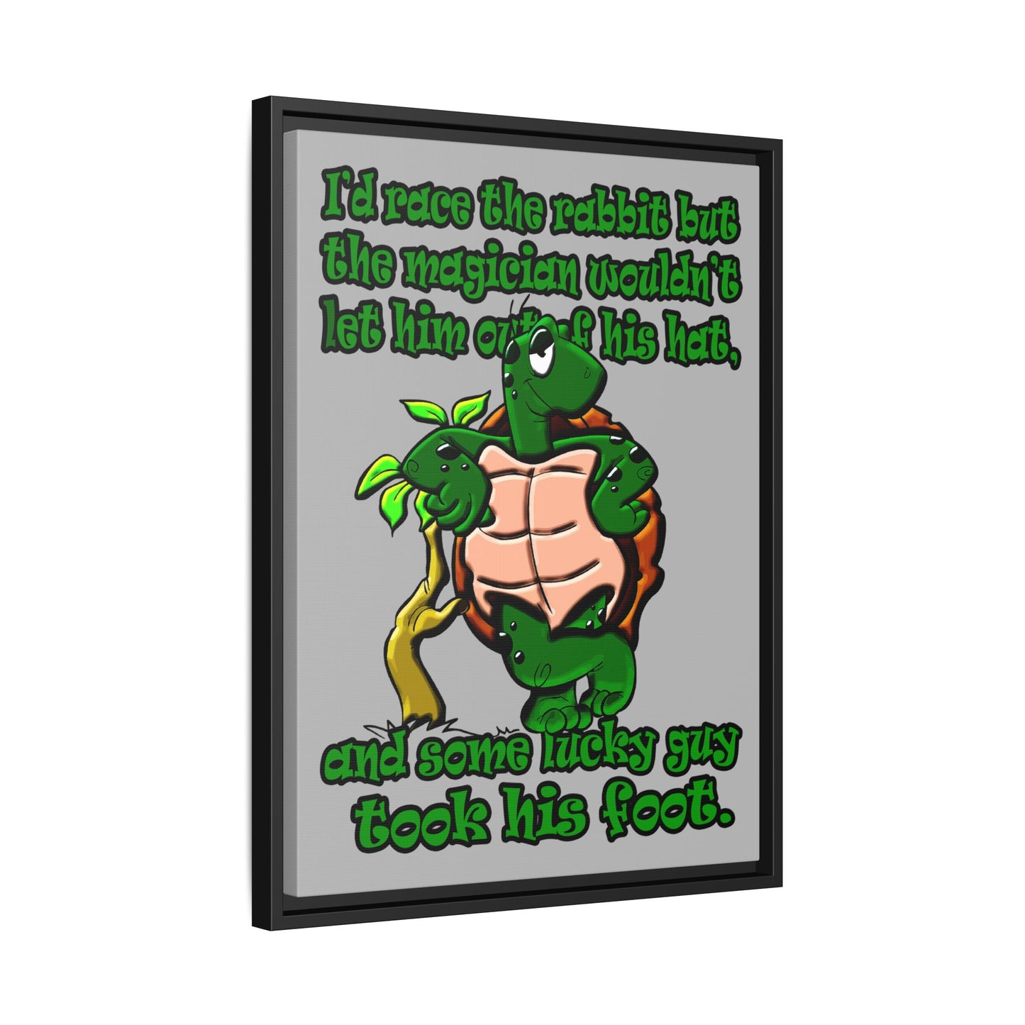 turtle race - framed canvas art (light grey)