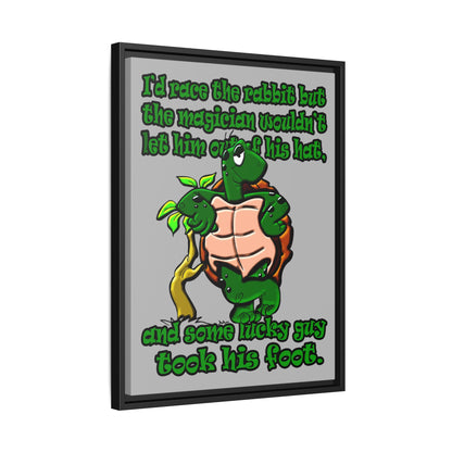 turtle race - framed canvas art (light grey)