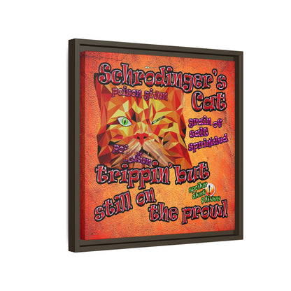 schrodinger's cat - framed canvas art (burnt orange)