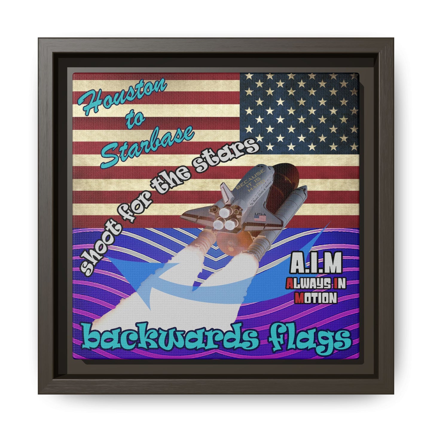 shoot for the stars - framed canvas art (purple wave)