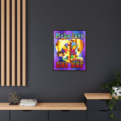 love peace - framed canvas art (purple wave)