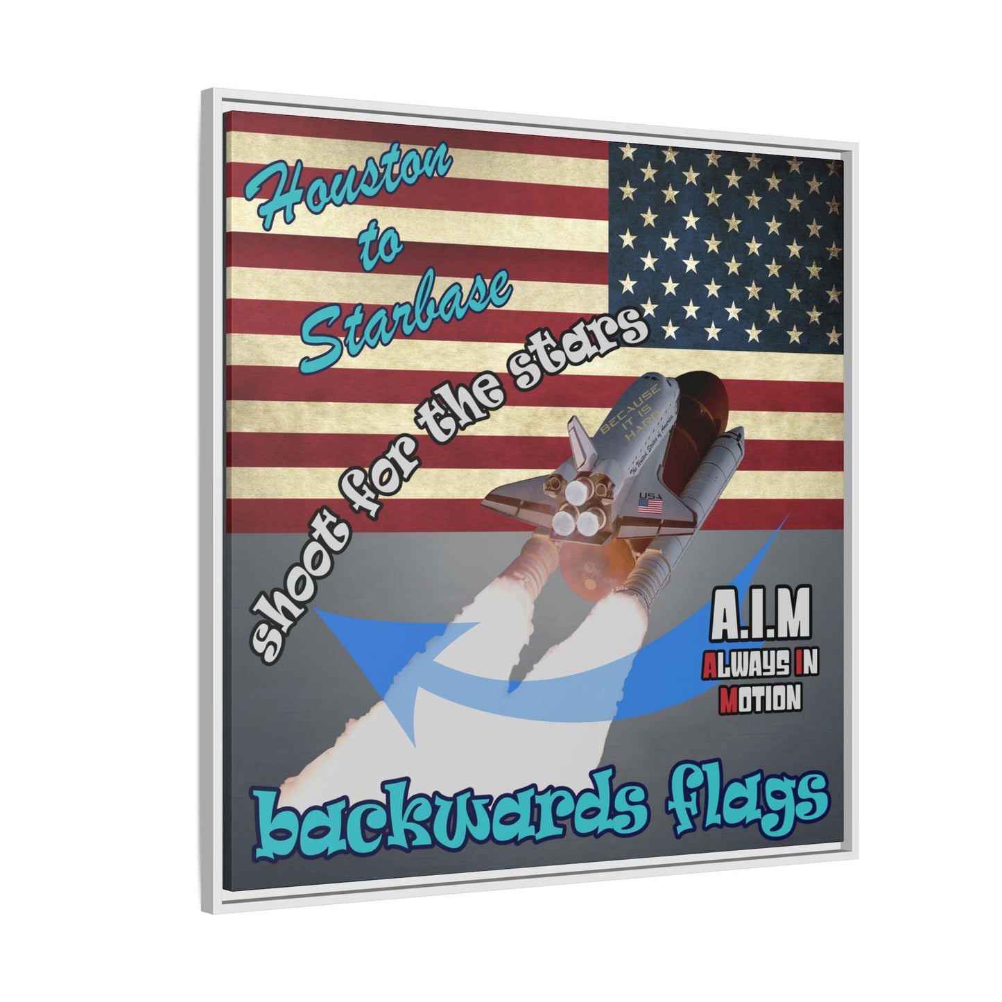 shoot for the stars - framed canvas art (grey-light grey)
