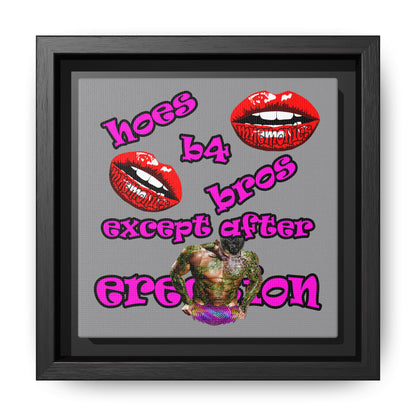 hoes b4 bros - framed canvas art (grey)