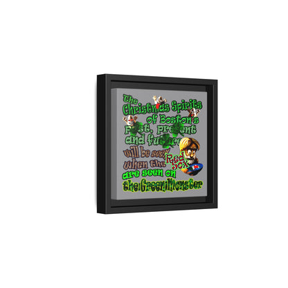 christmas spirits of boston - framed canvas art (grey)
