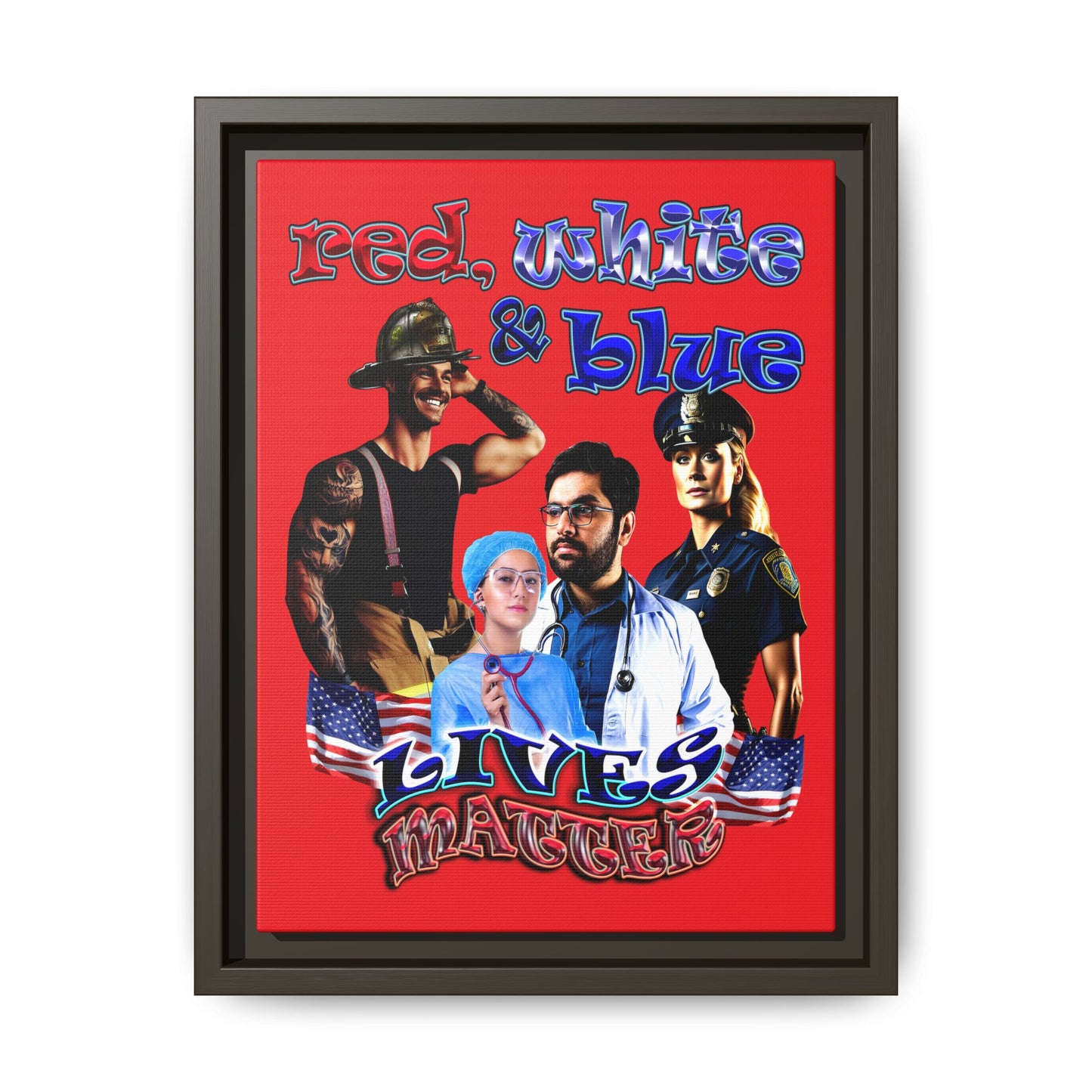 rw&b lives matter - framed canvas art (red)