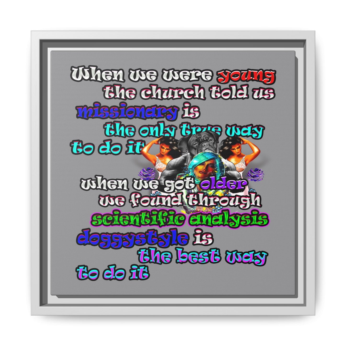 doggystyle - framed canvas art (grey)