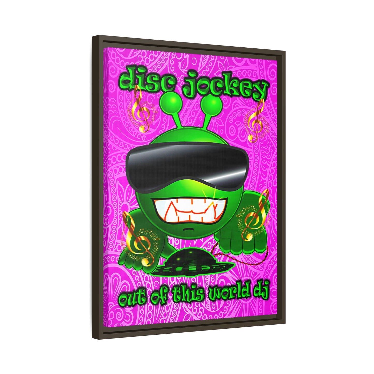 disc jockey - framed canvas art (pink swirl)