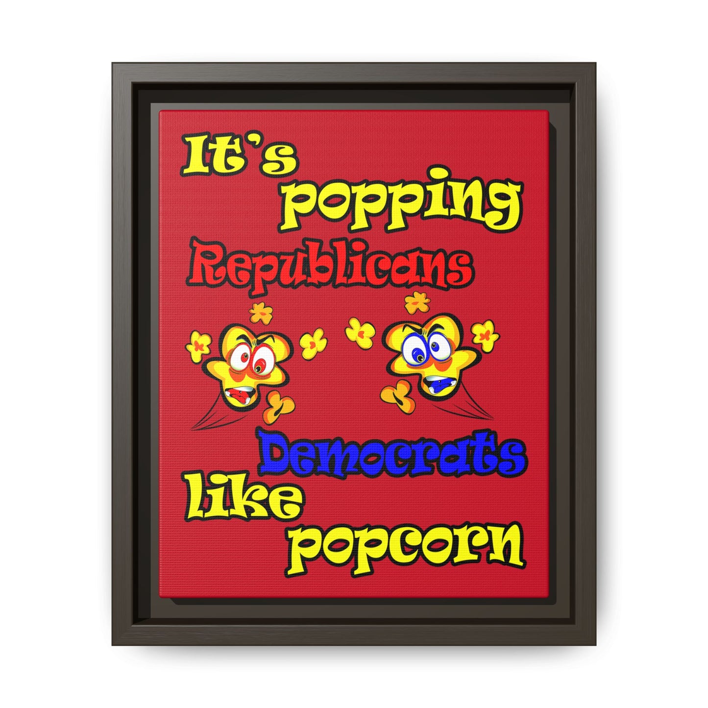 popping like popcorn - framed canvas art (dark red)
