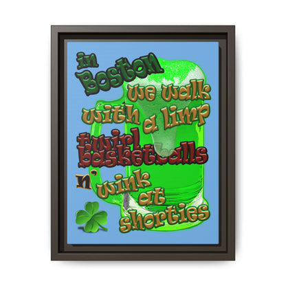 celtics logo - framed canvas art (light blue)