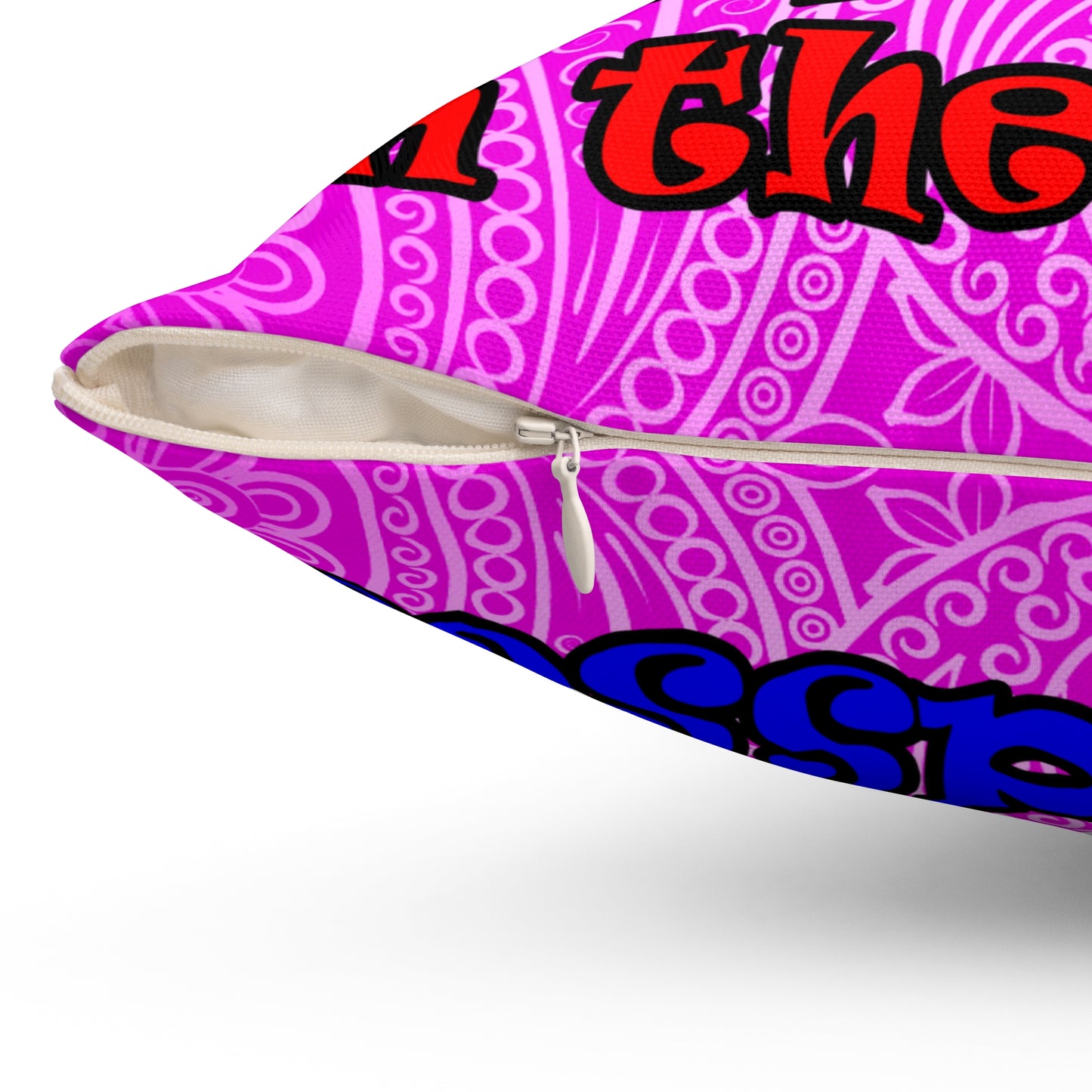 donkeys and elephants - Spun Polyester Square Pillow - (pink swirl)