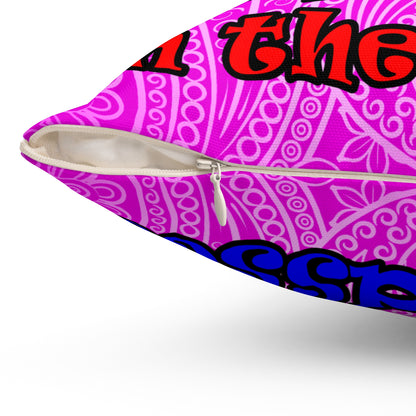 donkeys and elephants - Spun Polyester Square Pillow - (pink swirl)