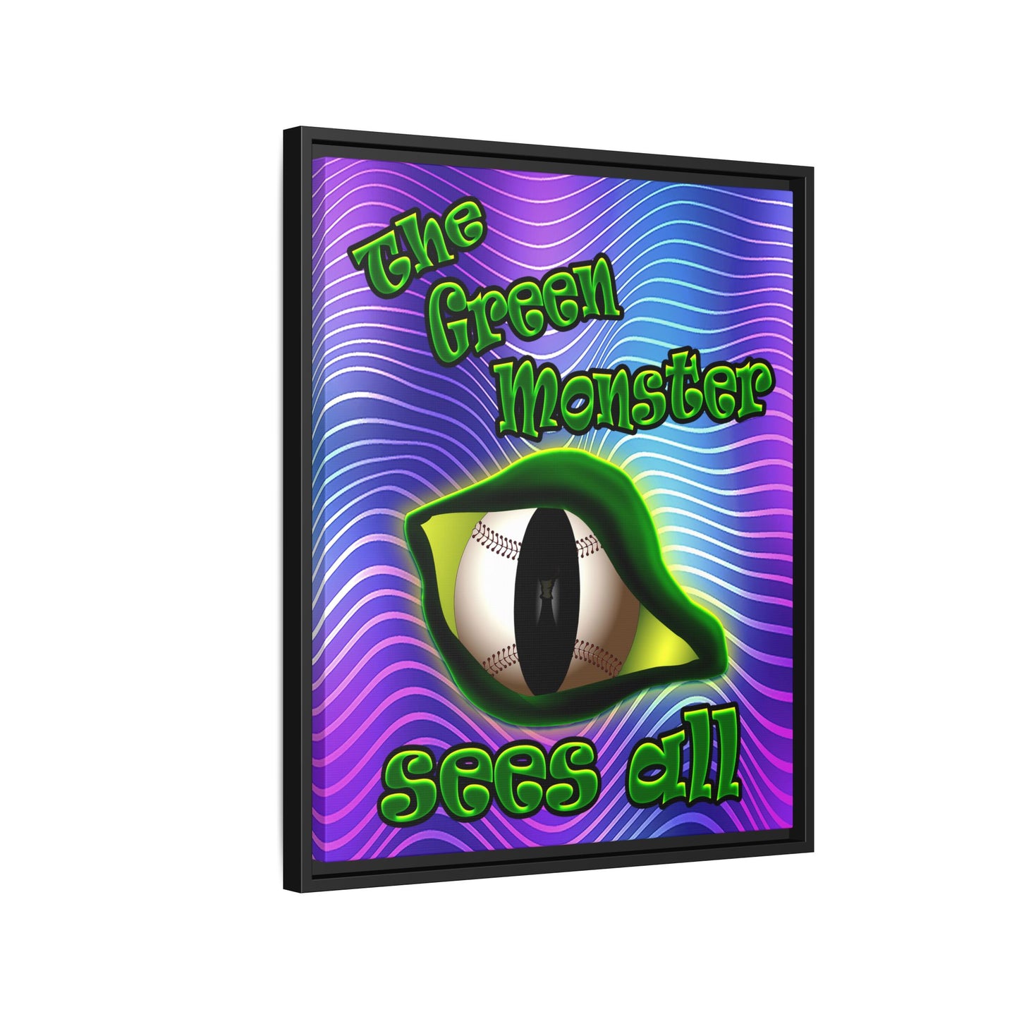 green monster - framed canvas art (purple wave)