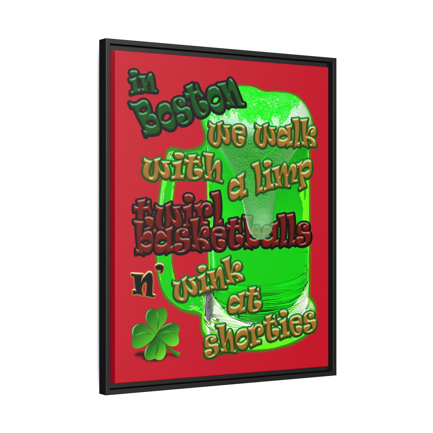 celtics logo - framed canvas art (dark red)
