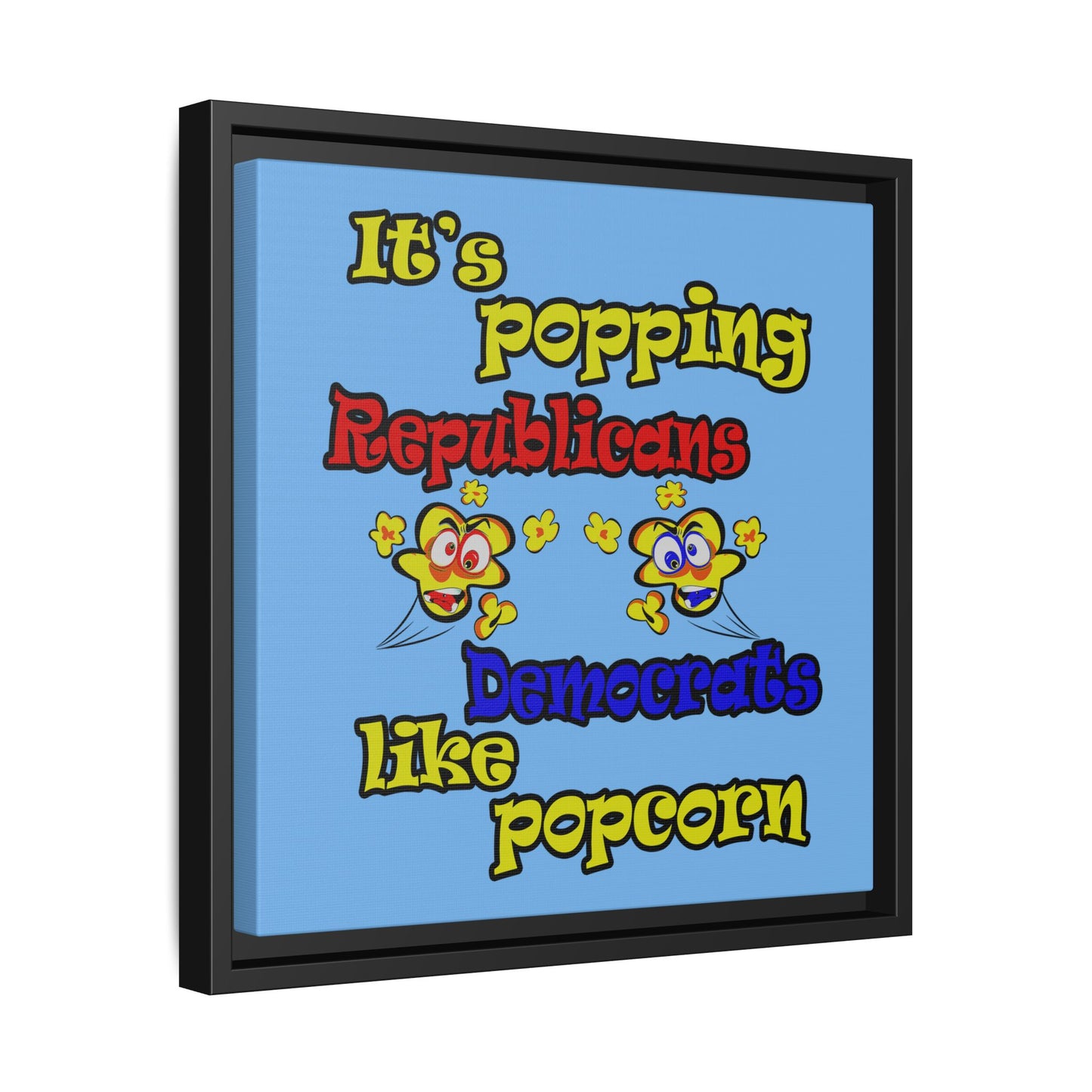 popping like popcorn - framed canvas art (light blue)