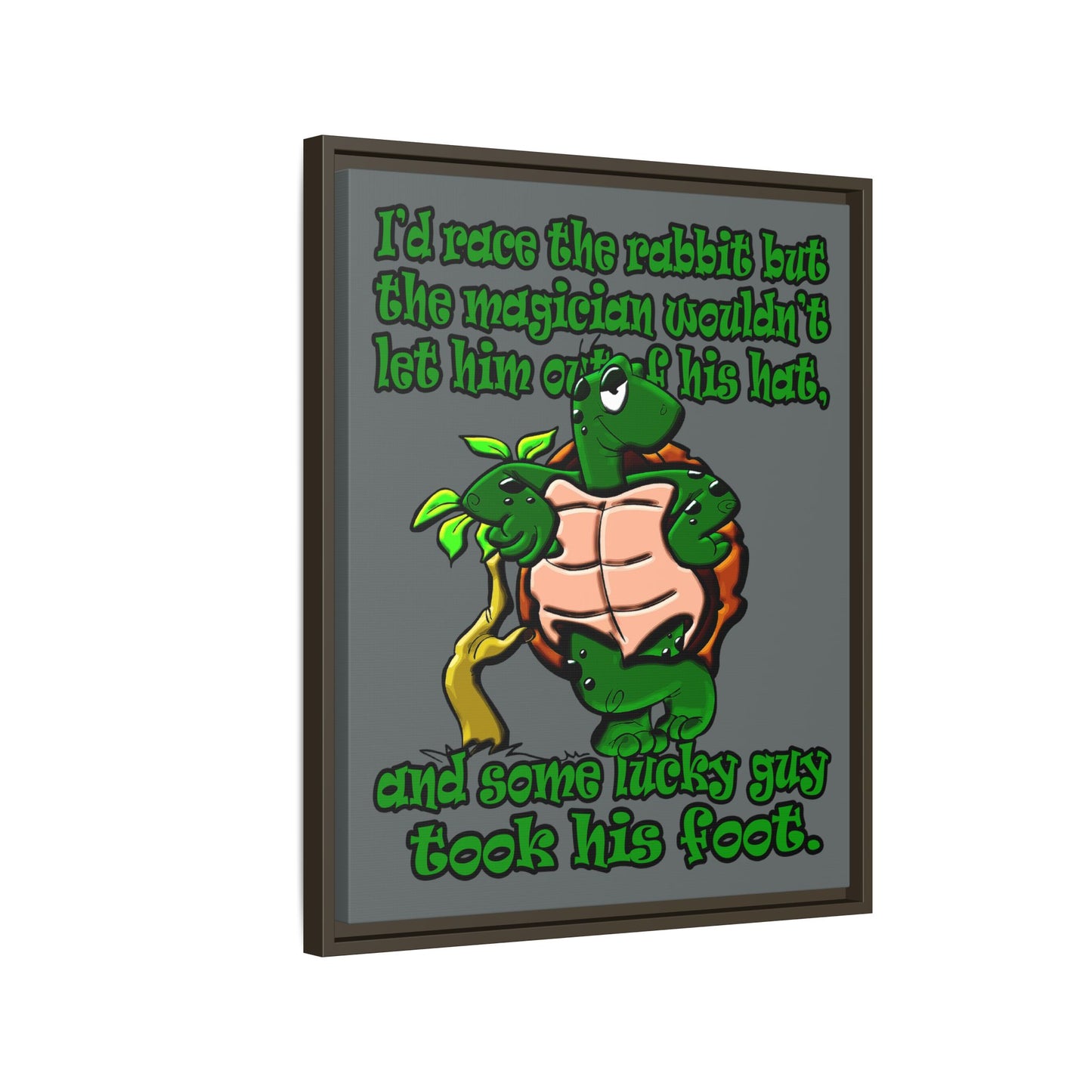 turtle race - framed canvas art (dark grey)