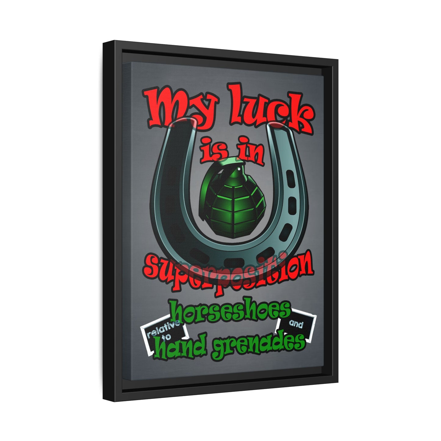 my luck - framed canvas art (grey-light grey)