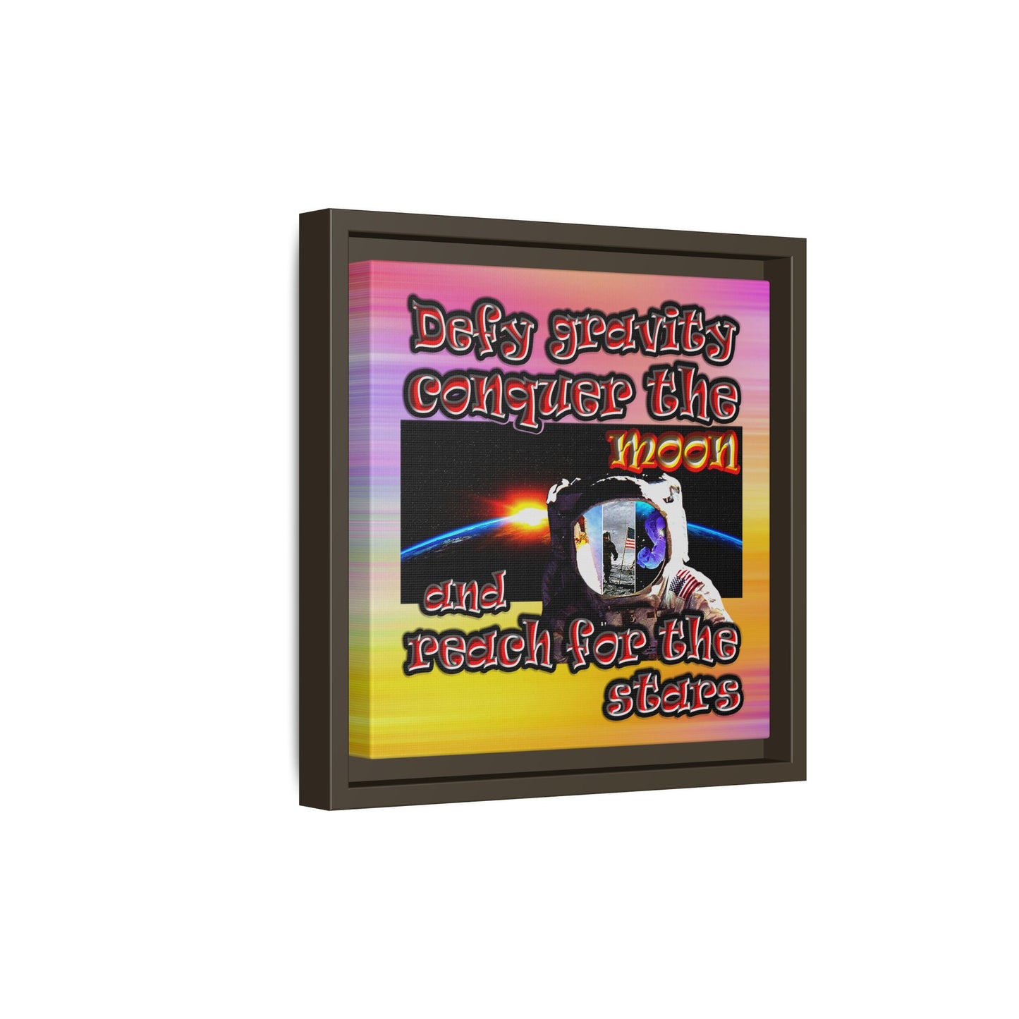 defy conquer reach - framed canvas art (color blur)