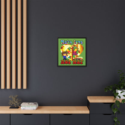 love peace - framed canvas art (green)