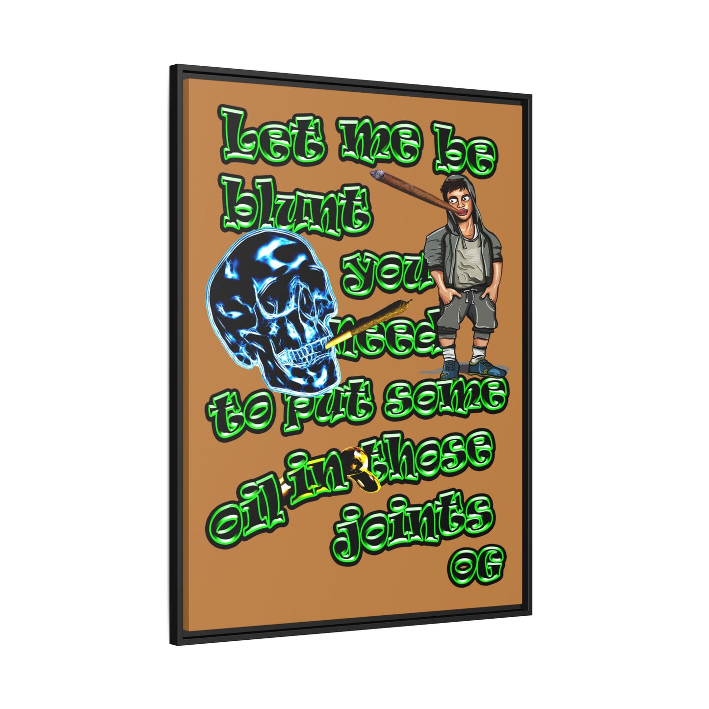 og - framed canvas art (light brown)
