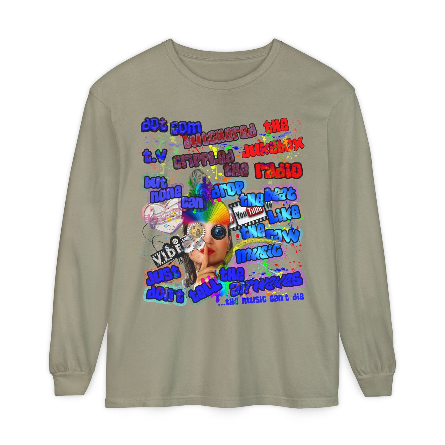 drop the beat - Unisex Garment-dyed Long Sleeve T-Shirt