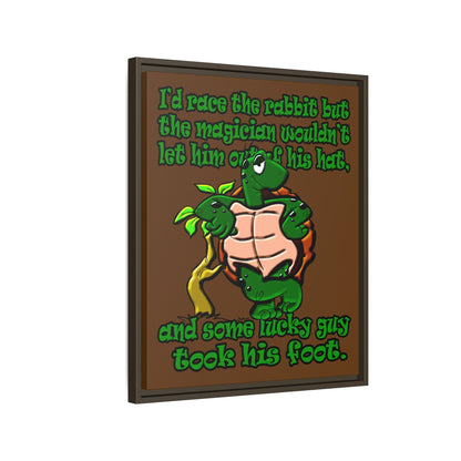 turtle race - framed canvas art (brown)