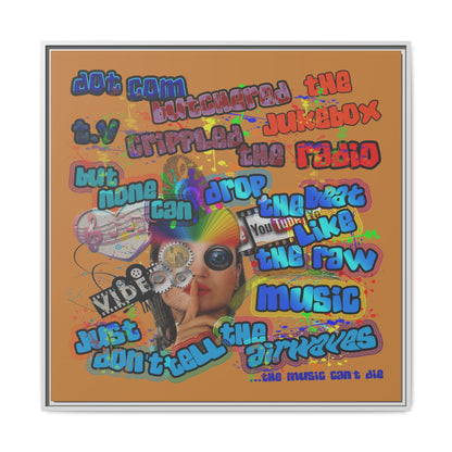 drop the beat - framed canvas art (light brown)