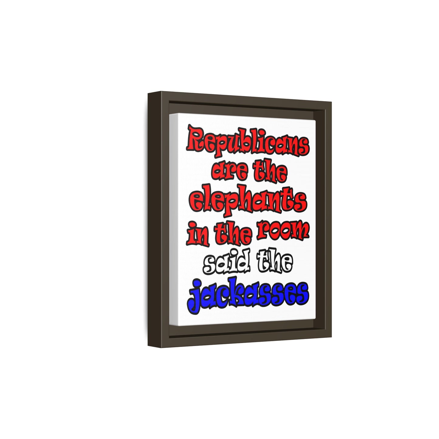 donkeys and elephants - framed canvas art (white)