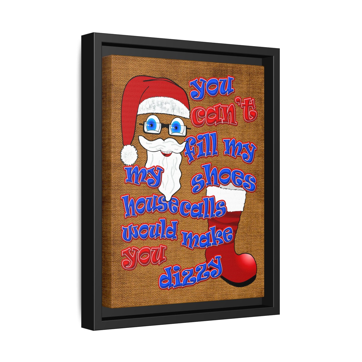 santa's shoes - framed canvas art (brown papyrus)