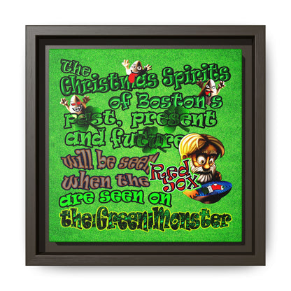 christmas spirits of boston - framed canvas art (green turf)