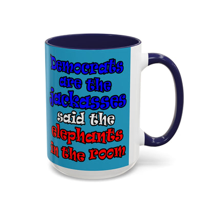 donkeys and elephants - Accent Mug (turquoise)